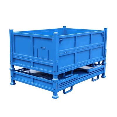 B48: 긴 수명 분체 도장 처리 가능한 접이식 창고 금속 강철 스틸리지 케이지 하프 드롭 게이트 팔레트 스틸리지 박스