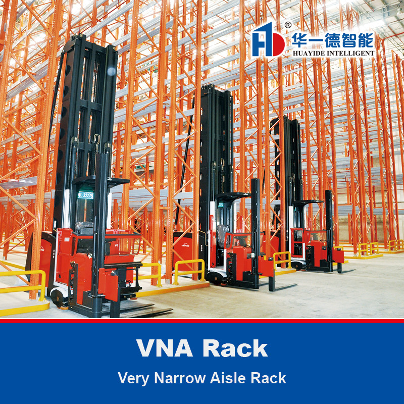VNA 래크 매우 좁은 통로 중량 래크 VNA 팔레트 래킹 창고 저장 래크 3면 포크리프트